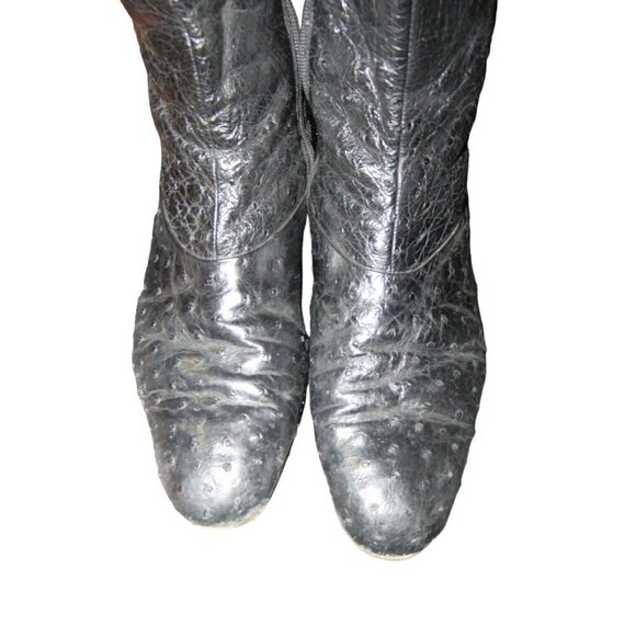 MORESCHI ITALY Genuine Ostrich Skin Boots with Brass Boots Soles size 9 Vintage - Picture 3 of 12